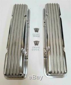 Small Block Chevy Polished Aluminum Tall Finned No Hole Valve Covers Nostalgic