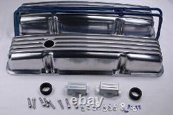 Small Block Chevy SBC 283 305 350 Short Polished Finned Aluminum Valve Covers