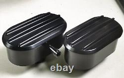 Small Block Chevy SBC 305 327 350 400 TALL Black Finned Aluminum Valve Covers