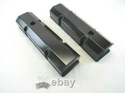 Small Block Chevy SBC 350 Fabricated Tall Valve Covers Black Anodized E41303BA