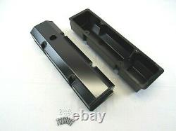 Small Block Chevy SBC 350 Fabricated Tall Valve Covers Black Anodized E41303BA