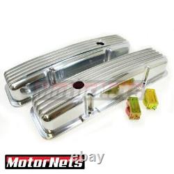 Small Block Chevy SBC 350 Retro Fin Aluminum Tall Valve Covers 283 305 Nostalgic