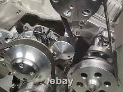 Small Block Chevy SBC 350 Serpentine Pulley Conversion Kit For Camel Hump Heads