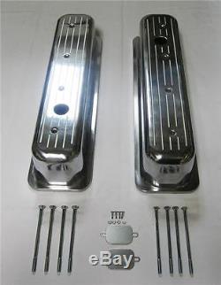 Small Block Chevy SBC Tall Center Bolt Ball Milled Polished Valve Covers