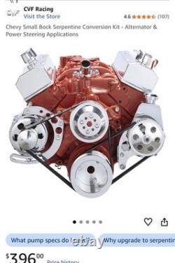 Small Block Chevy Serpentine Belt Kit With Brackets Pulleys Alternator Steering