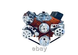 Small Block Chevy Serpentine Pulley Conversion Kit ALT PS AC WP SBC LWP AC BLACK