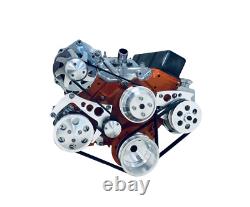 Small Block Chevy Serpentine Pulley Conversion Kit ALT PS AC WP SBC LWP AC BLACK