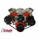 Small Block Chevy Serpentine Pulley Conversion Kit ALT PS LWP Black Powdercoat