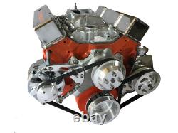 Small Block Chevy Serpentine Pulley Conversion Kit ALT PS LWP Black Powdercoat