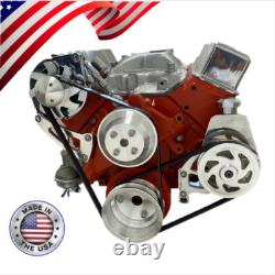 Small Block Chevy Serpentine Pulley Conversion Kit ALT PS Long Black Powdercoat