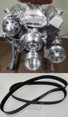 Small Block Chevy Serpentine Pulley Conversion Kit ALT PS Long WP SBC LWP Belts