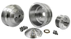 Small Block Chevy Serpentine Pulley Kit Power Steering AC Powder Coat Finish