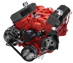 Small Block Chevy Serpentine System Black Conversion Kit 350 400 EWP Electric PS