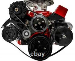 Small Block Chevy Serpentine Sytem AC PS ALT Black Sport Track SBC Long 350 383