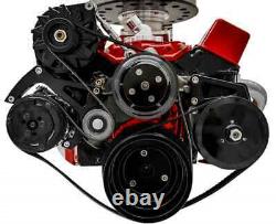 Small Block Chevy Serpentine Sytem AC PS ALT Black Sport Track SBC Long 350 383