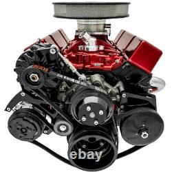 Small Block Chevy Serpentine Sytem AC PS ALT Black Sport Track SBC Long 350 383