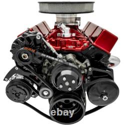 Small Block Chevy Serpentine Sytem AC PS ALT Black Sport Track SBC Long 350 383