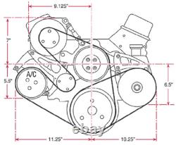 Small Block Chevy Serpentine Sytem AC PS ALT Black Sport Track SBC Long 350 383