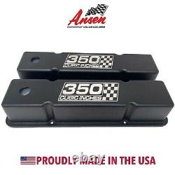 Small Block Chevy Tall Black Valve Covers 350 Cubic Inches Logo Ansen USA