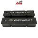 Small Block Chevy Tall Black Valve Covers Raised Chevrolet Bowtie Logo