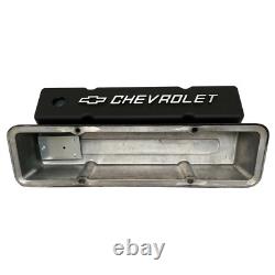 Small Block Chevy Tall Black Valve Covers Raised Chevrolet Bowtie Logo Small Block Chevy Tall Black Valve Covers Raised Chevrolet Bowtie Logo