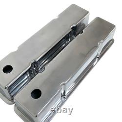 Small Block Chevy Tall Polished Valve Covers Engraved Skeleton Design