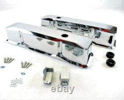 Small Block Chevy Tall Smooth Aluminum Valve Covers Retro Chrome Nostalgic SBC