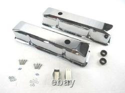 Small Block Chevy Tall Smooth Aluminum Valve Covers Retro Chrome Nostalgic SBC