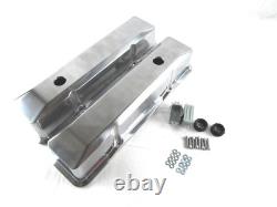 Small Block Chevy Tall Smooth Aluminum Valve Covers Retro Polished E41013P