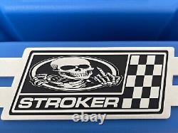 Small Block Chevy Tall Stroker Valve Covers F-U Skeleton Billet Top Blue