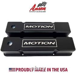 Small Block Chevy Tall Valve Covers Baldwin MOTION Logo Black