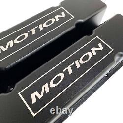 Small Block Chevy Tall Valve Covers Baldwin MOTION Logo Black