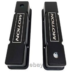 Small Block Chevy Tall Valve Covers Baldwin MOTION Logo Black