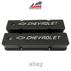 Small Block Chevy Tall Valve Covers Chevrolet & Bowtie Logo Black