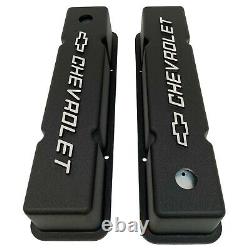 Small Block Chevy Tall Valve Covers Chevrolet & Bowtie Logo Black