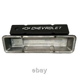 Small Block Chevy Tall Valve Covers Chevrolet & Bowtie Logo Black