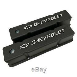 Small Block Chevy Tall Valve Covers Chevrolet & Bowtie Logo Black