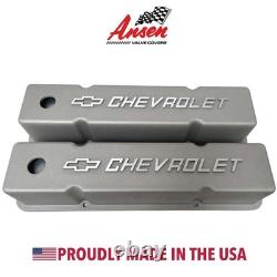 Small Block Chevy Tall Valve Covers Raised Chevrolet Bowtie Logo Bead Blast