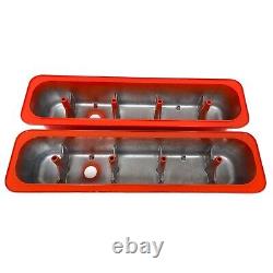 Small Block Chevy Tall Vortec Center Bolt Valve Covers, Billet Top Orange