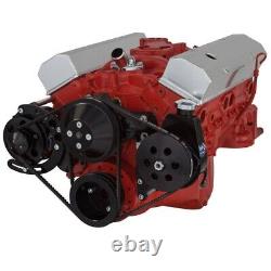 Small Block Chevy V-Belt System Alternator Power Steering Black Long LWP SBC 350