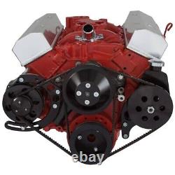 Small Block Chevy V-Belt System Alternator Power Steering Black Long LWP SBC 350