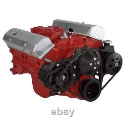 Small Block Chevy V-Belt System Alternator Power Steering Black Long LWP SBC 350