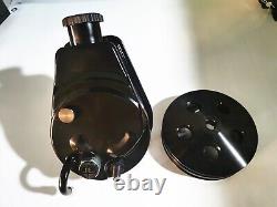 Small Block Chevy V Pulley Black Kit SBC 350 PS Pump & ALT & Long Water Pump
