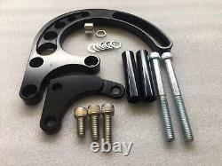 Small Block Chevy V Pulley Black Kit SBC 350 PS Pump & ALT & Long Water Pump