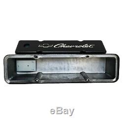 Small Block Chevy Valve Covers (Tall) with Chevrolet Bowtie Logo Black- Ansen USA