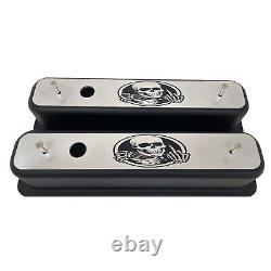 Small Block Chevy Vortec Center Bolt Black Valve Covers, Custom Billet Top