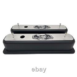 Small Block Chevy Vortec Center Bolt Black Valve Covers, Custom Billet Top