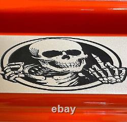 Small Block Chevy Vortec Center Bolt Orange Valve Covers, Engraved F-U Skeleton