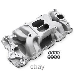 Small Block Dual Plane Air Gap Intake Manifold for Chevy 350 1955-1995 Aluminum