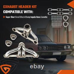 Stainless Exhaust Headers Super Short Small Block For/Chevy Impala Nova Corvette